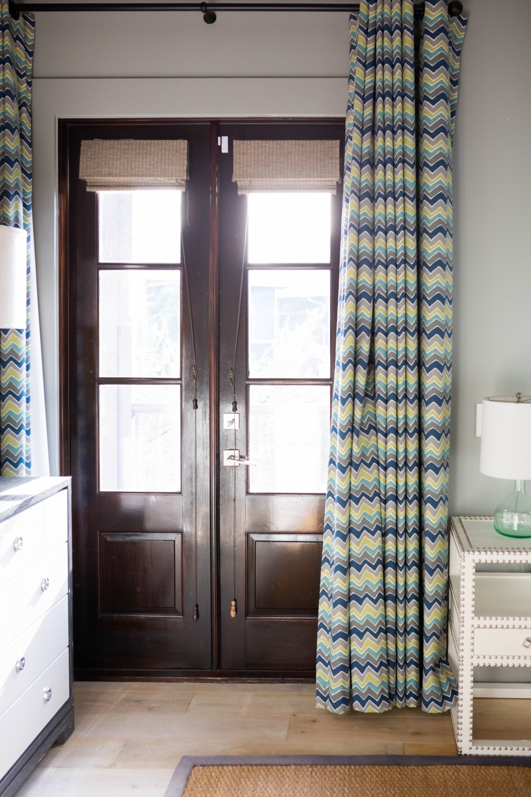 Drapery panels hanging in a doorway near Clayton, North Carolina (NC)
