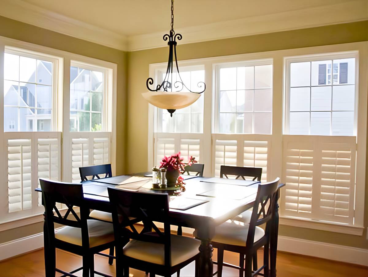 Custom shutters in a dining room near Clayton, North Carolina (NC)