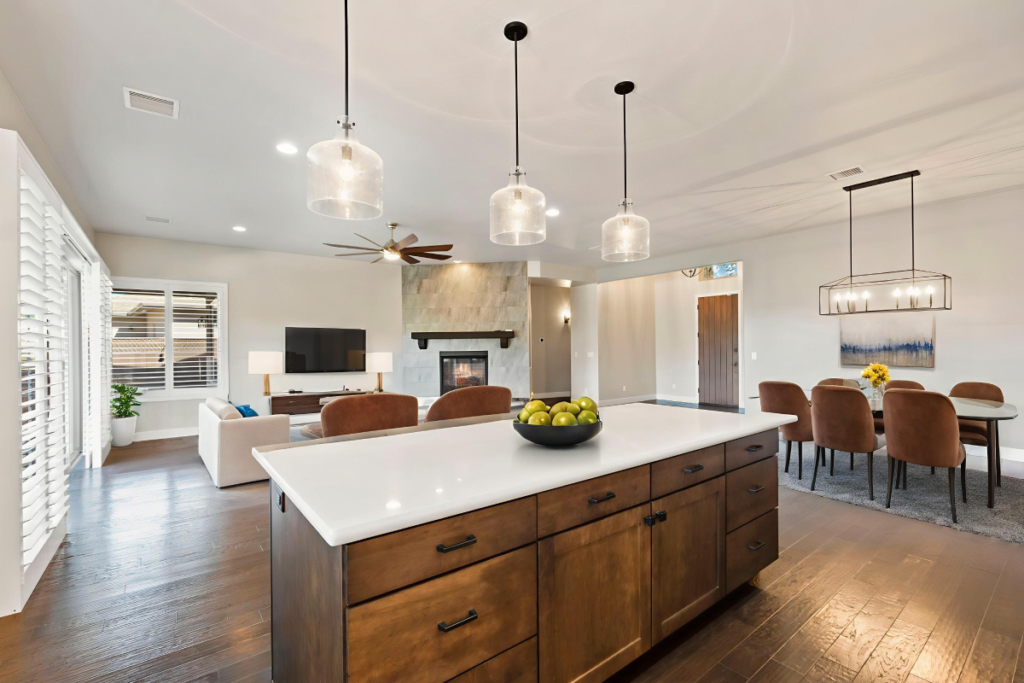 A kitchen with plantation shutters from Southern Accent Shutters & Blinds in Clayton, NC.